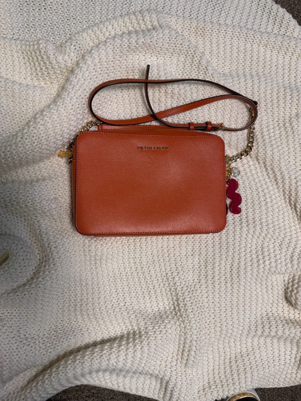 Michael Kors Saddle Brown Saffiano Crossbody Bag